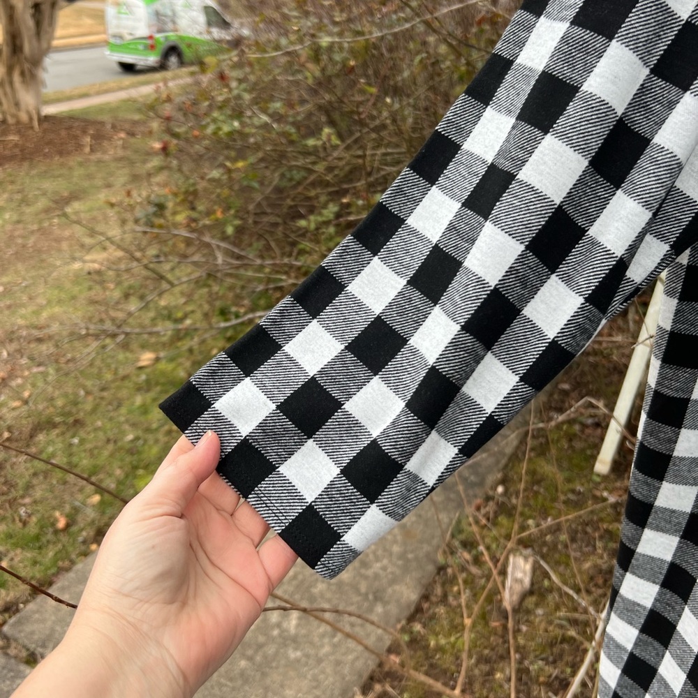 NWT Talbots Pretty Black White Check High Neck Button Back Long Sleeve Dress - Picture 3 of 6